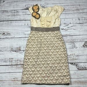 Floreat Anthropologie sheath‎ dress floral cap sleeves  size 0